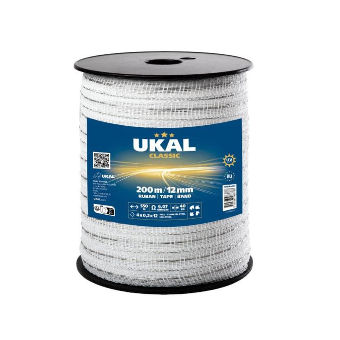  White 12mm tape 200m CLASSIC UKAL