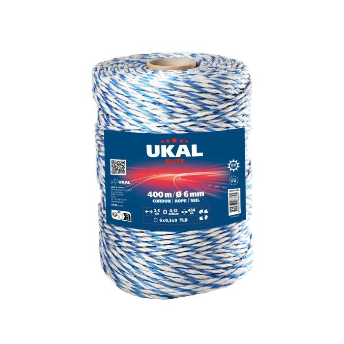  White and blue rope Ø 6mm 400m ELITE UKAL  